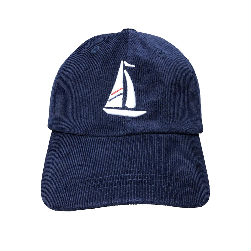 Corduroy sailboat embroidered baseball cap
