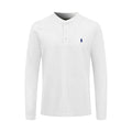 Men's Long‑Sleeve Henley Shirt With Small Blue Pony Embroidery