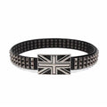 REBEL WAVE 26ss Union Flag Metal Pyramid Studded Cowhide Belt Punk