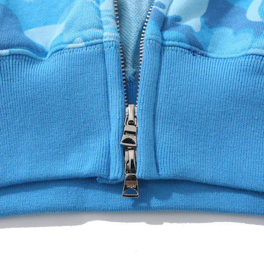 BAPE Blue & Red Camo Shark Hoodie