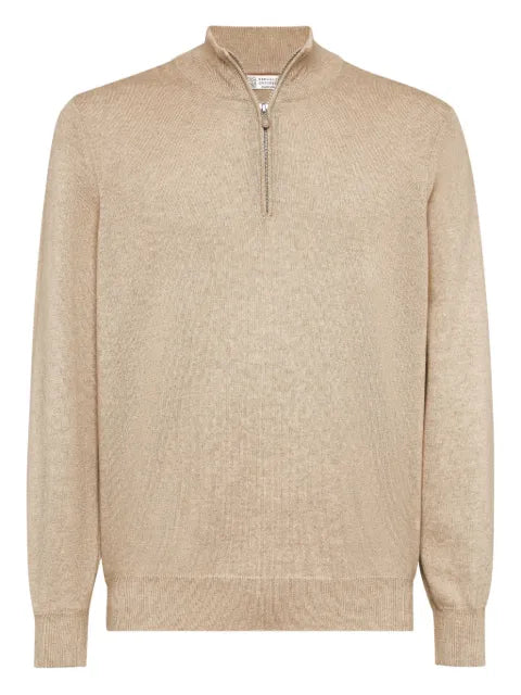 Brunello Cucinelli high neck zip front sweatshirt