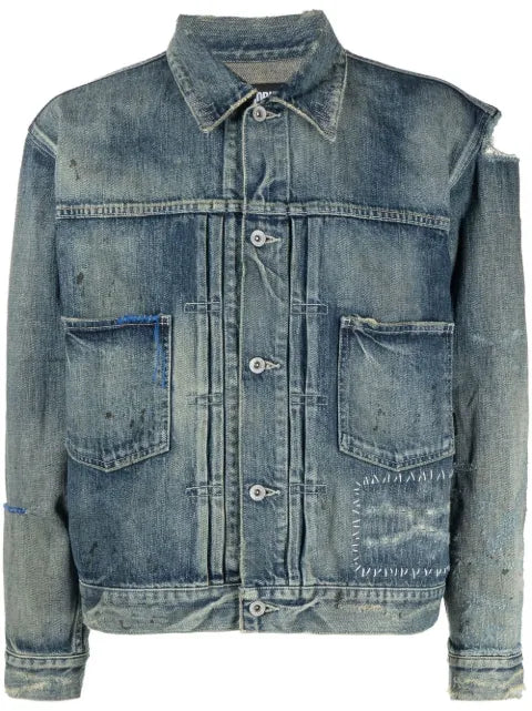 Neighborhood distressed-effect denim jacket