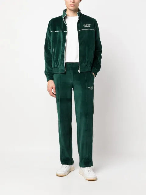 Sporty & Rich logo-embroidered zipped sweatshirt