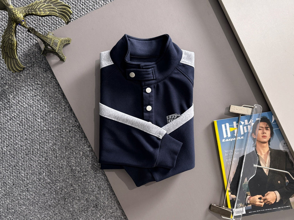 Arc'teryx 25SS Colorblock Stand Collar Snap Sweatshirt | Navy
