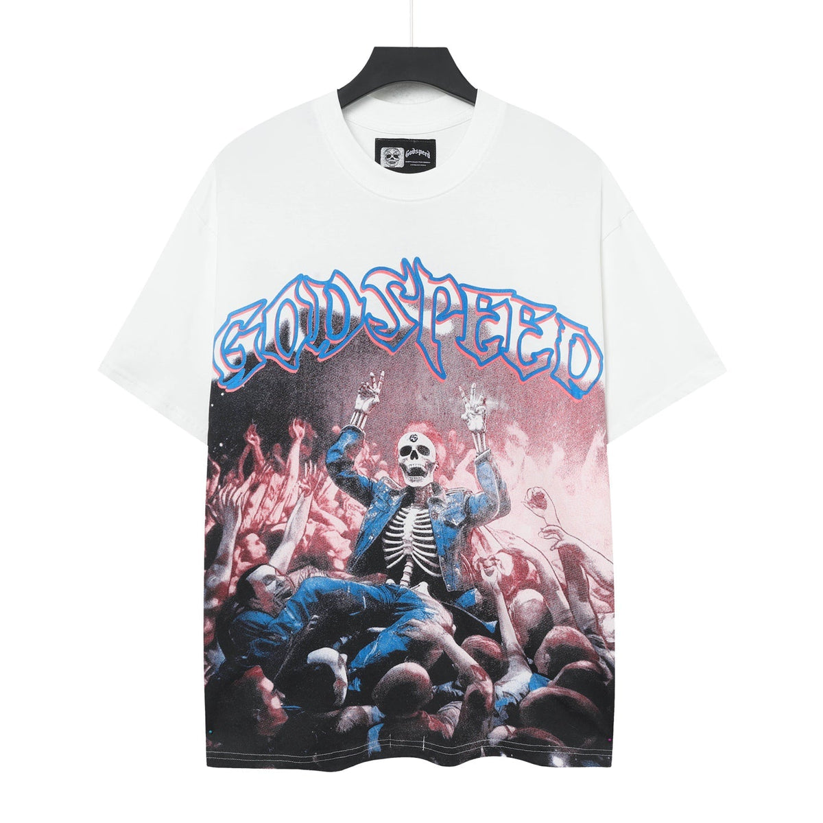Godspeed Crowd‑Surfing Skeleton Concert Short‑Sleeve T‑Shirt (White)