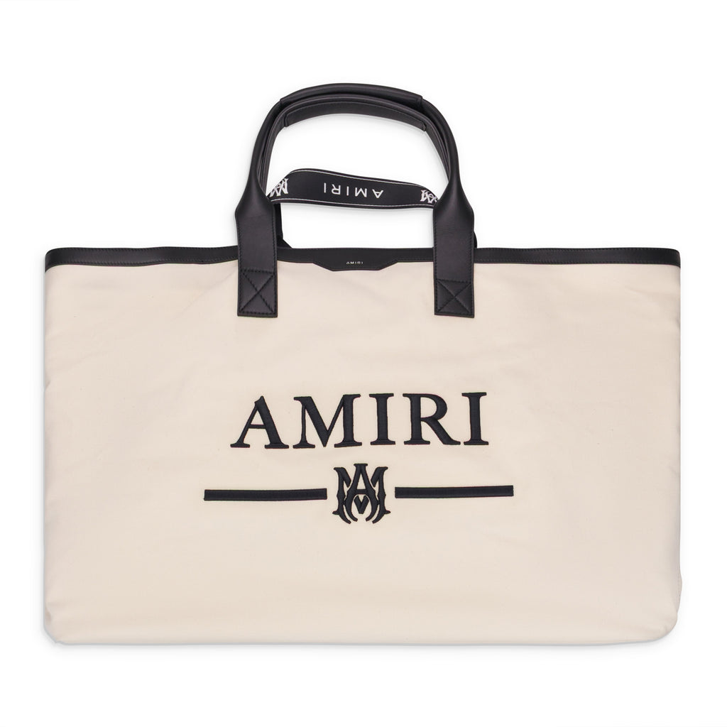 Natural/Black Canvas Embroidery Tote Bag