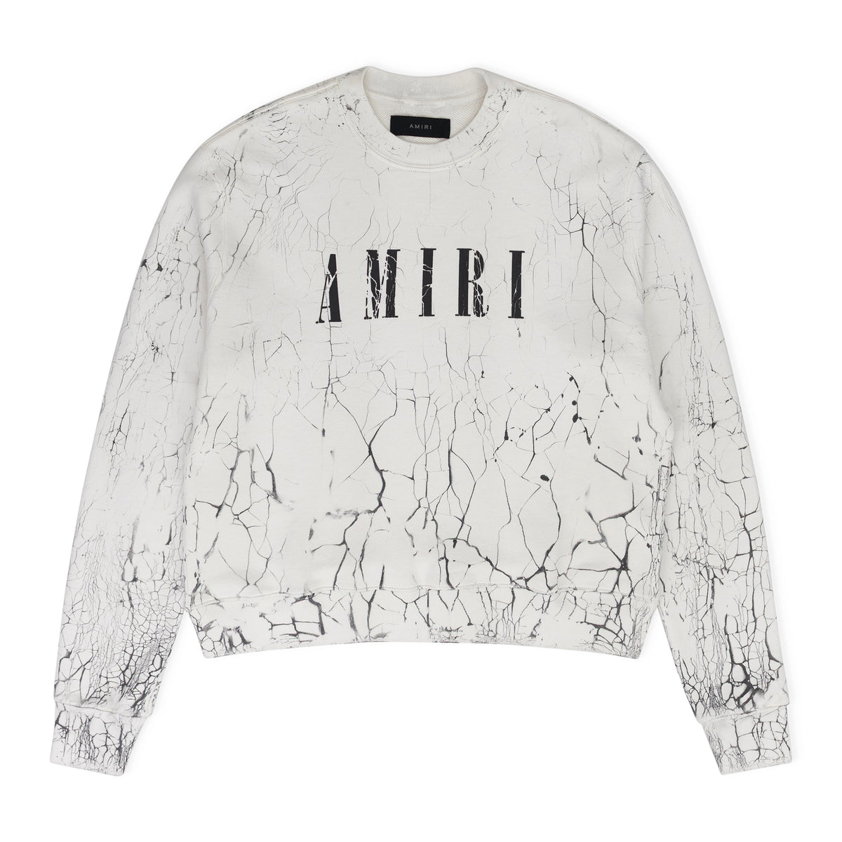 White Cracked Dye Core Logo Crewneck