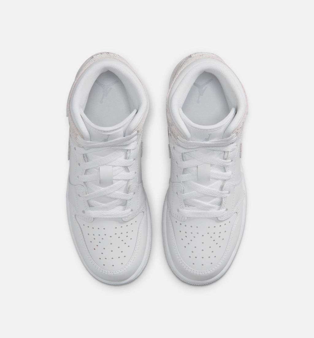 Air Jordan 1 Mid SE Big Kids' Lifestyle Shoes - White/Field Silver