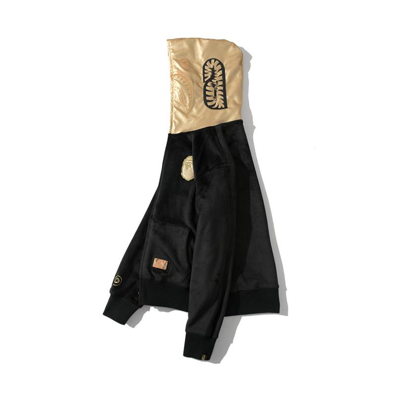 Bathing Ape Hoodie Shark Coat Black Gold Zipper Price