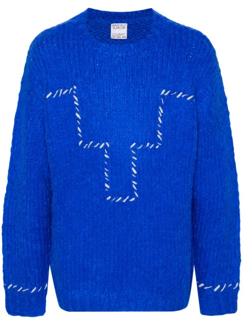 COUNTY OF MILAN logo-embroidered chunky-knit jumper