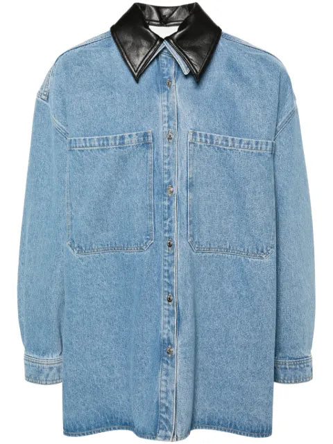 Nanushka contrasting-collar denim shirt jacket