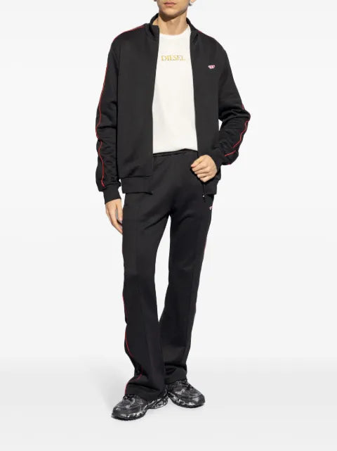 Diesel logo-embroidered zip-up cardigan