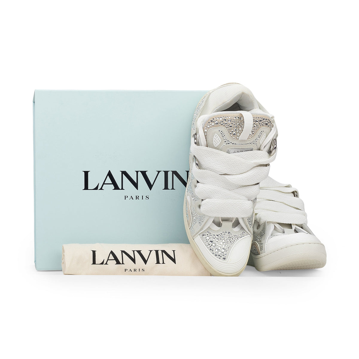 WHITE/SILVER CURB SNEAKERS