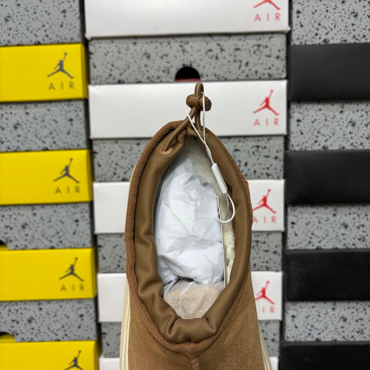 UGG Neumeel Deco Slip-On – Suede Moccasin Sneaker with Cream Lug Sole & Drawstring Collar in Chestnut