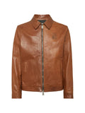 Billionaire logo-embroidered leather jacket