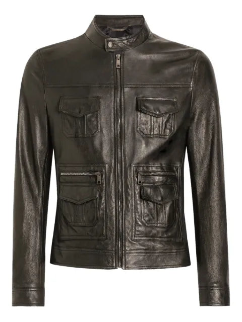Dolce & Gabbana zip-fastening pocketed leather jacket