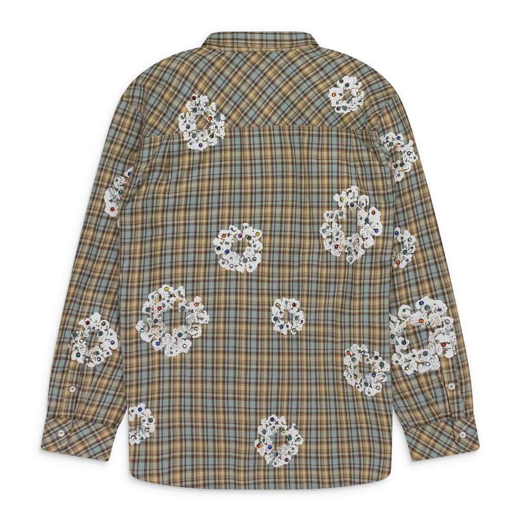 Tan Cotton Wreath Western Button-Up