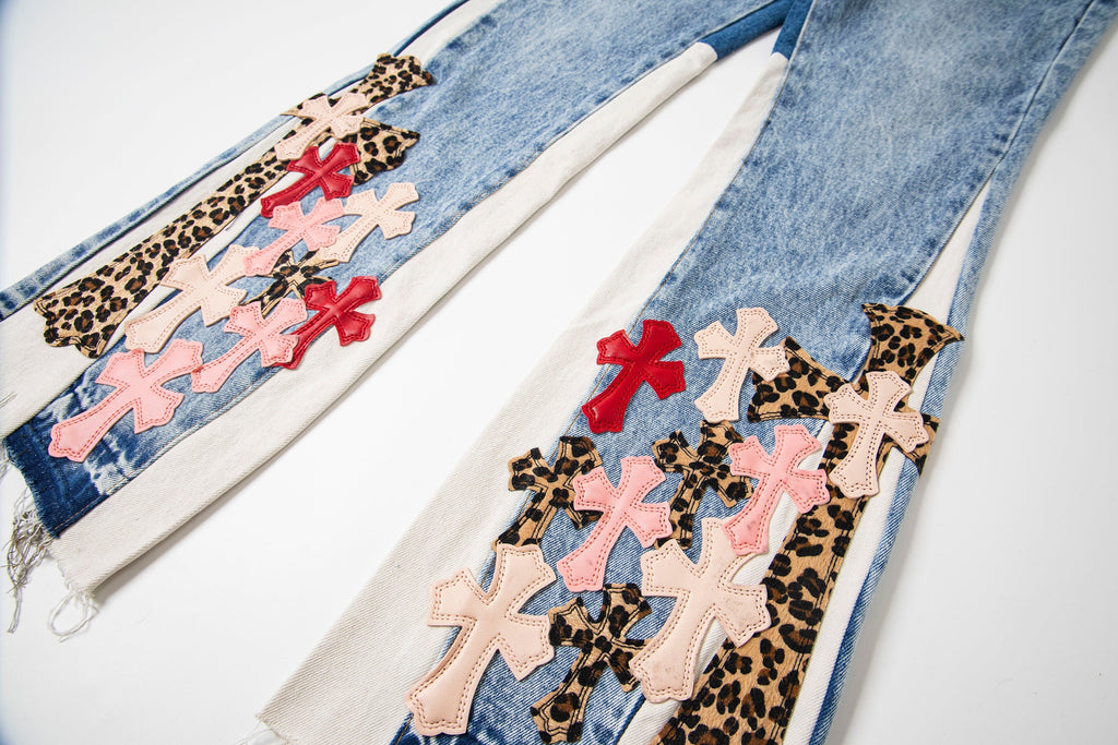 Chrome Hearts Gallery Dept Cross Patch Flare Denim Jeans 8186