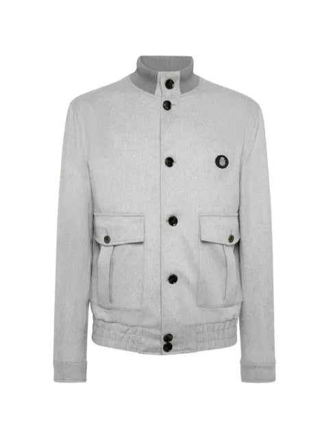 Billionaire flap-pocket buttoned bomber jacket