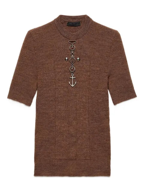 Prada anchor-detail ribbed knit sweater