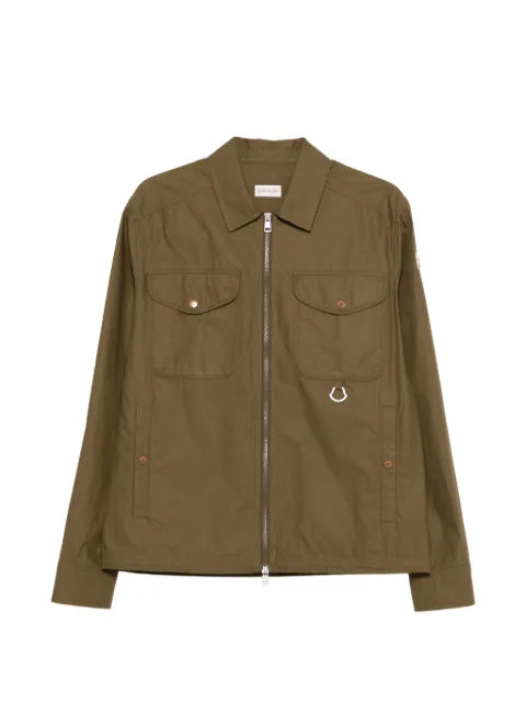 Moncler cotton poplin long sleeve zip-up shirt jacket