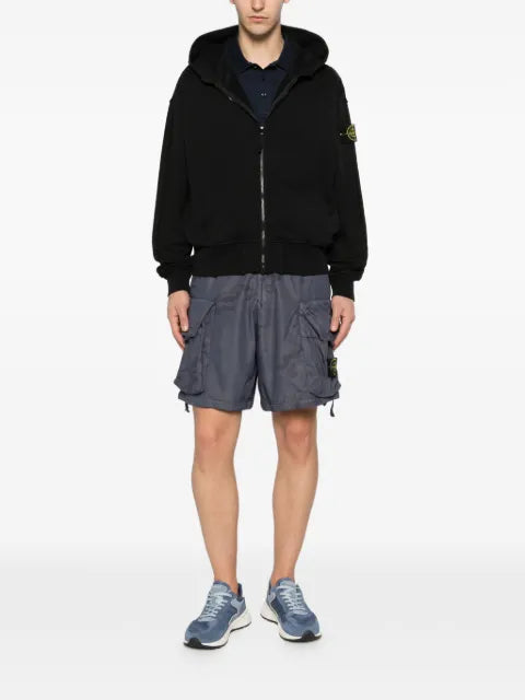 Stone Island 6100039 organic cotton fleece oversized-fit zip-up hooded sweatshirt with pockets