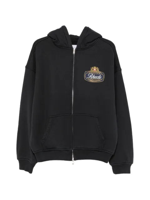 RHUDE safari crest zip-up hoodie