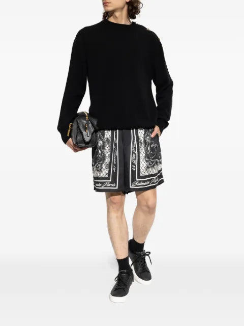 Balmain button-embellished shoulder sweater