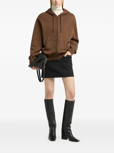 Courrèges logo-embroidered zip-up hoodie