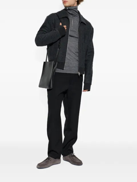 Jil Sander zip-up ribbed-trim bomber jacket