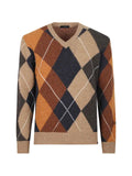 Fay argyle-knit V-neck sweater