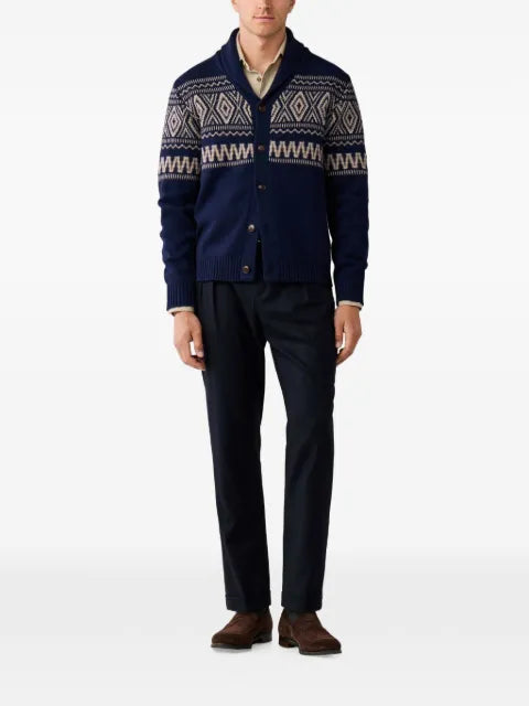 Hackett London Fair Isle shawl-collar cardigan