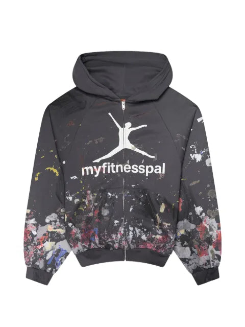 Praying paint-splatter logo-print hoodie