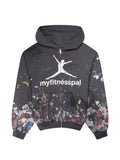 Praying paint-splatter logo-print hoodie