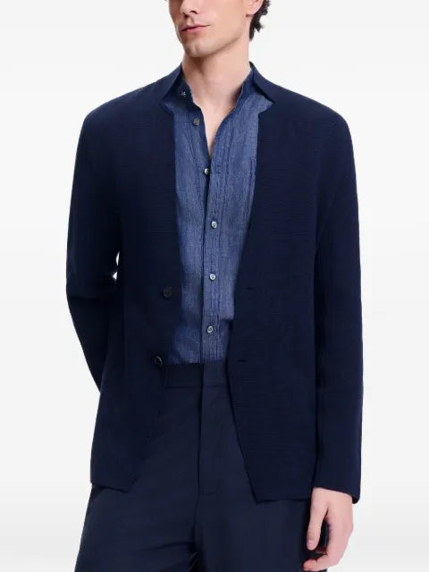 Shanghai Tang silk-knit mandarin-collar blazer