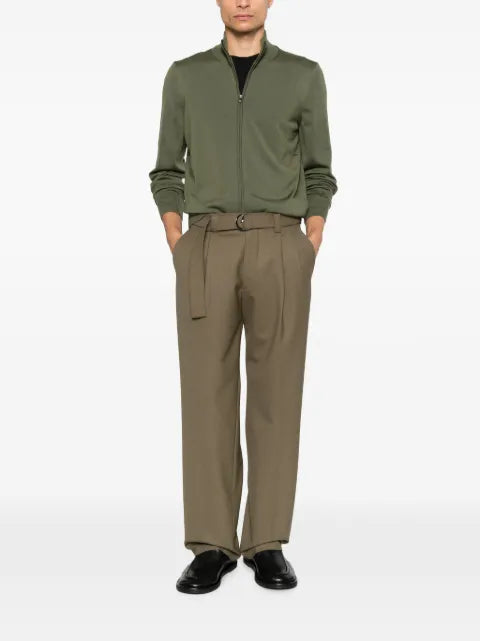 BOSS zip-up sweater in merino wool