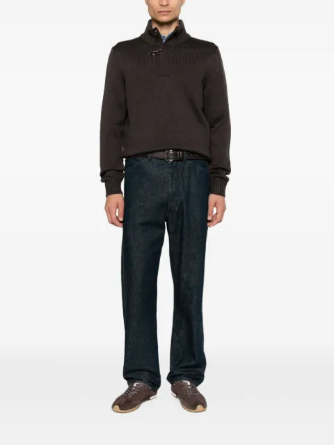 Fay elbow-patch hook-fastening sweater