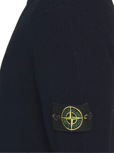 Stone Island 5100053 full-rib RWS-wool crewneck sweater with ribbed trims