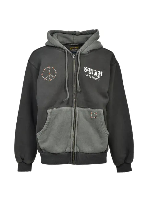 SWJP stud-embellished graphic-print hoodie