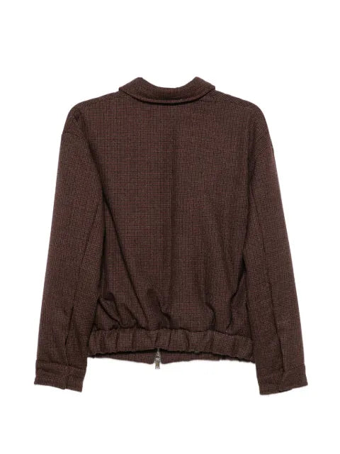 Costumein houndstooth-pattern zip-up jacket