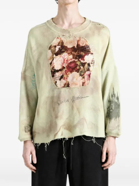 SAITOS flower-patch distressed sweatshirt