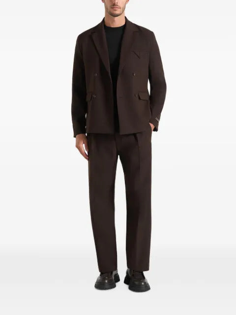 Manière De Voir Didier in brown double breasted tailored wool-blend suit blazer