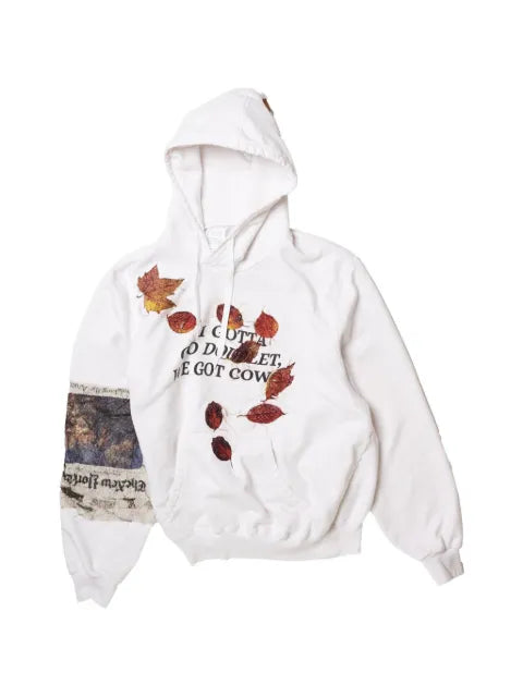 Doublet Twister leaf-patchwork slogan-print hoodie