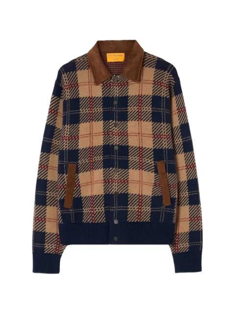 Guest In Residence check-pattern corduroy-collar bomber jacket