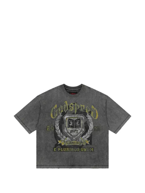 GODSPEED crest-print acid-wash T-shirt