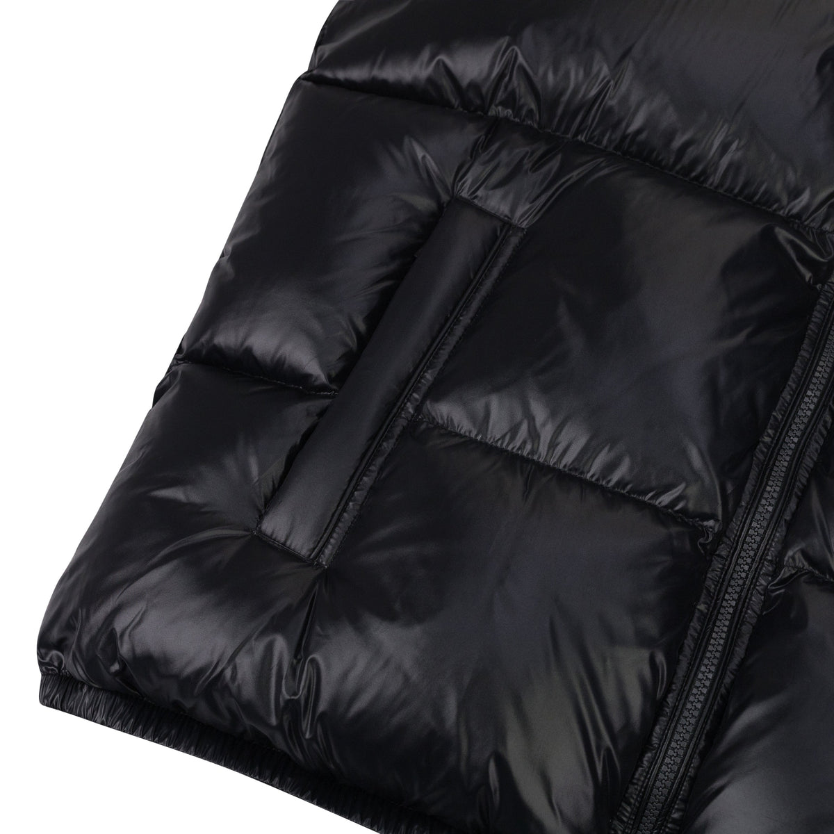 Jet Black Nylon Snap Off Hood Puffer Vest