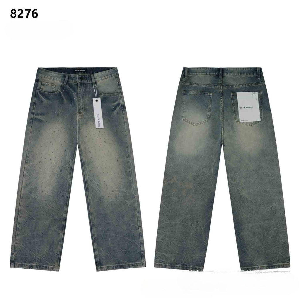 Purple Brand Rhinestone Wide Leg Denim Jeans Unisex