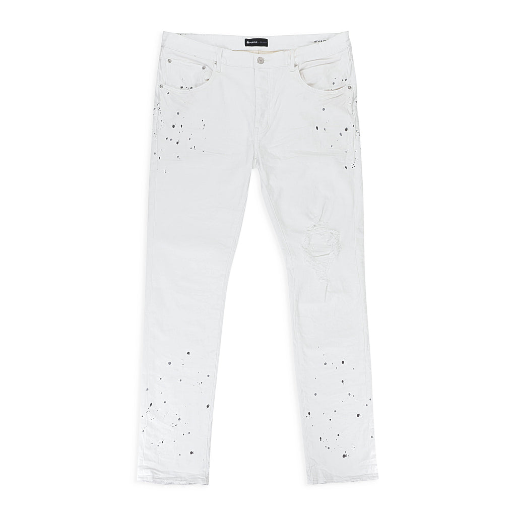 PURPLE BRAND PAINT BLOWOUT WHITE SKINNY JEANS