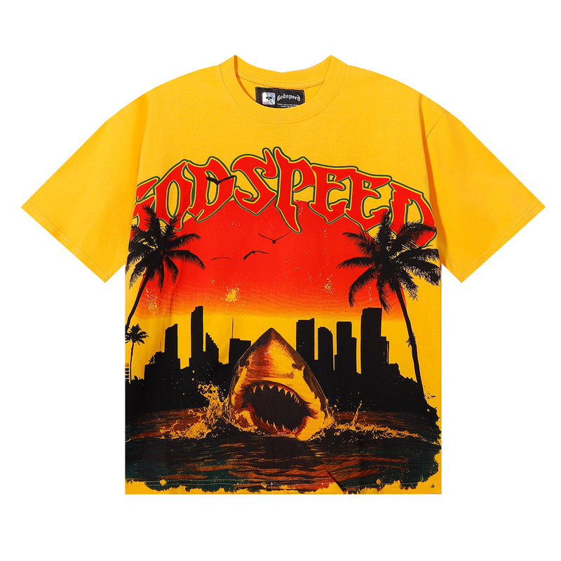 Godspeed City Coconut Tree Shark T-Shirt