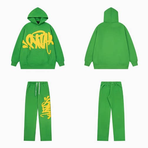 Syna world Graffiti Logo Green Hoodie And Sweatpants Set